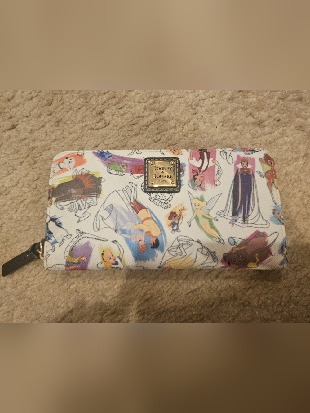 Dooney & Bourke Disney Sketchbook White Multicolor Zip Wallet